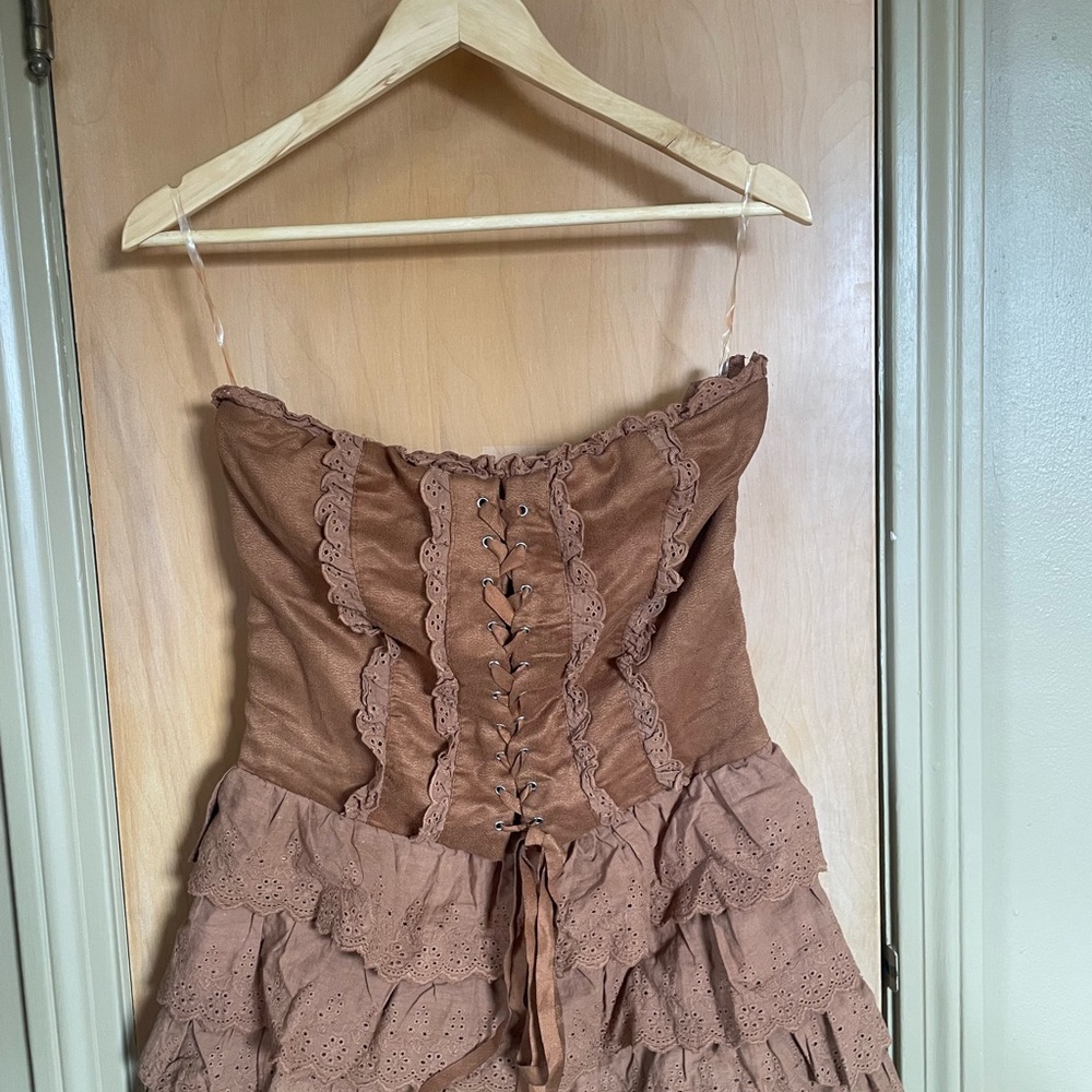 Cowgirl Brown Lace-Up Corset Look Medium Top